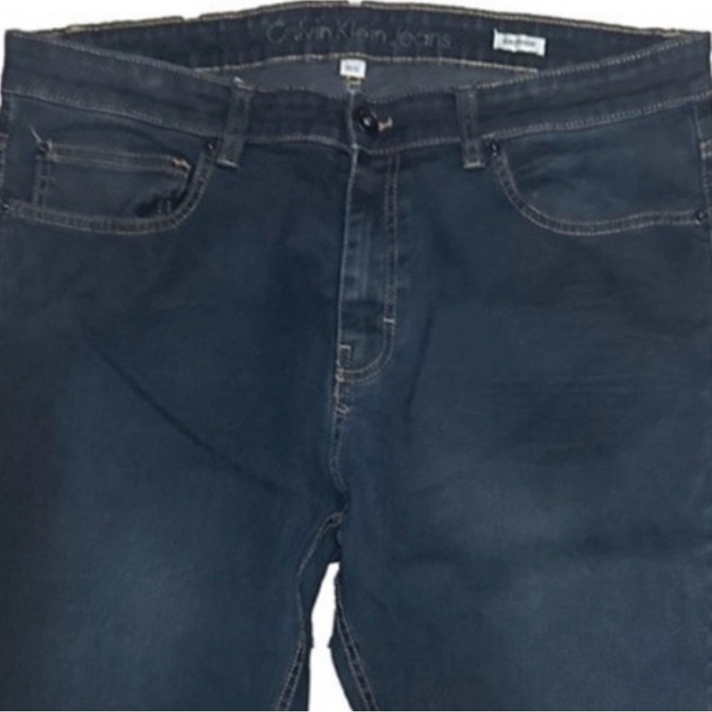 🔹 CALVIN KLEIN Men’s Slim Straight Jeans 38x32 Dark Wash 🔹 - Picture 2 of 10